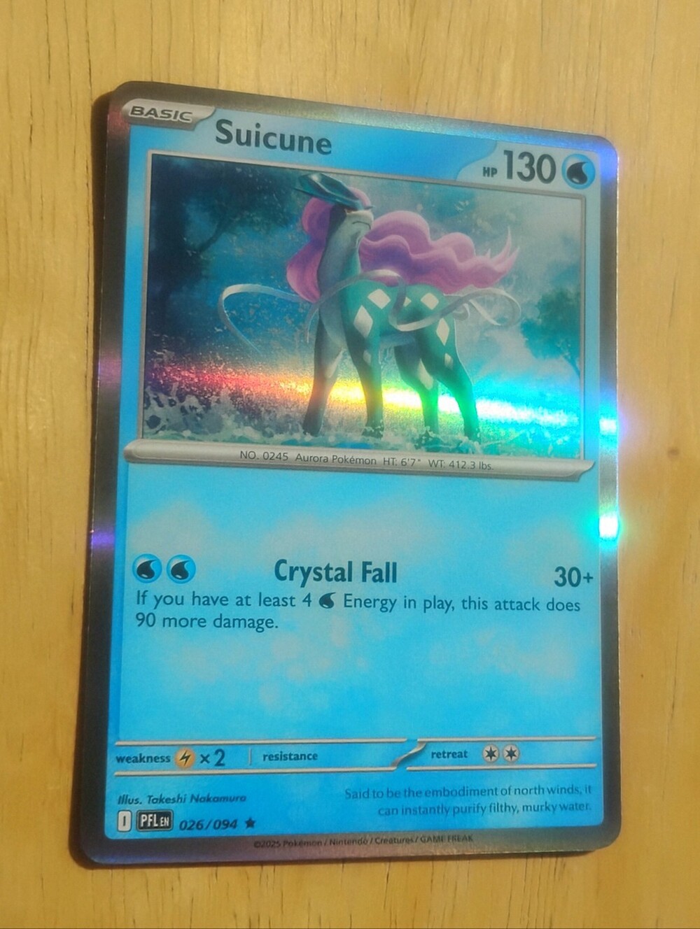 Mint 2025 Holo Suicune Mega Evolutions Phantasmal Flames Pokemon Card